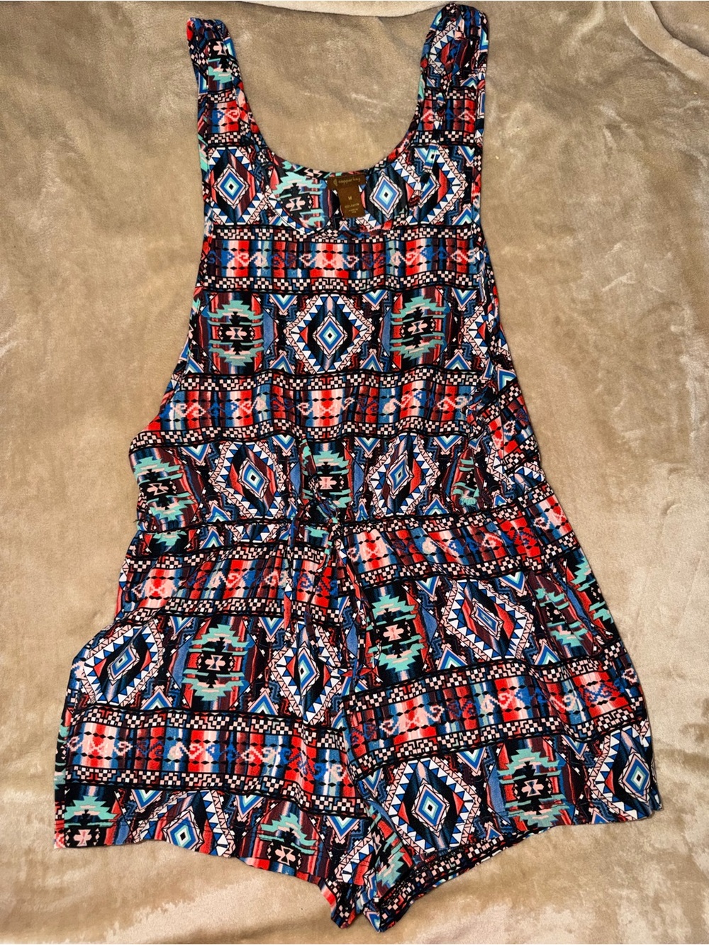 Girls Aztec-Print Romper Dress - Multicolor
